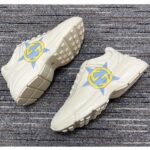 Gucci Unsiex Rhyton Star Print Sneaker Ivory Leather Interlocking G Rubber Sole Mid Heel - Image 2