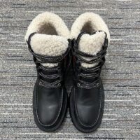 Gucci Women Ankle Boot Stripe Black Leather Merino Wool Mid 6 Cm Heel (3)