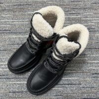 Gucci Women Ankle Boot Stripe Black Leather Merino Wool Mid 6 Cm Heel (3)