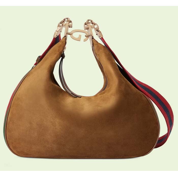 Gucci Women Attache Large Shoulder Bag Dark Brown Suede