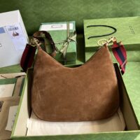 Gucci Women Attache Large Shoulder Bag Dark Brown Suede (1)