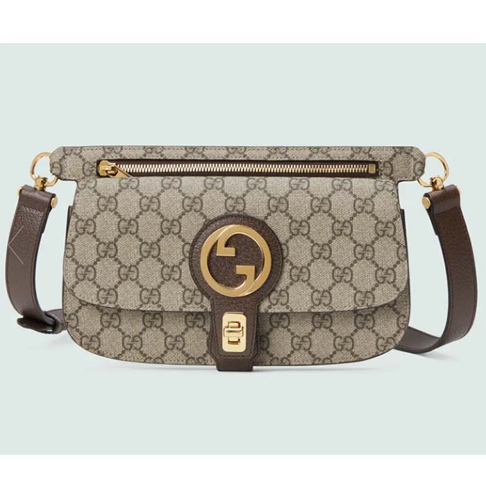 Gucci Unisex Blondie Belt Bag Beige Ebony GG Supreme Canvas Interlocking G