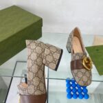 Gucci Women Blondie Pump Beige Ebony GG Supreme Canvas Round Interlocking G – Bild 8