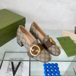 Gucci Women Blondie Pump Beige Ebony GG Supreme Canvas Round Interlocking G – Bild 2