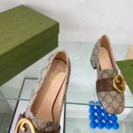 Gucci Women Blondie Pump Beige Ebony GG Supreme Canvas Round Interlocking G – Bild 9