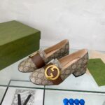 Gucci Women Blondie Pump Beige Ebony GG Supreme Canvas Round Interlocking G – Bild 5