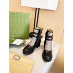 Gucci Women GG Ankle Boot Buckles Black Leather Rubber Sole Mid-Heel – Image 3