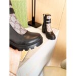 Gucci Women GG Ankle Boot Buckles Black Leather Rubber Sole Mid-Heel – Image 10
