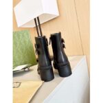 Gucci Women GG Ankle Boot Buckles Black Leather Rubber Sole Mid-Heel – Image 5