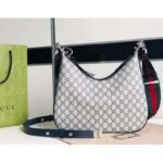 Gucci Women GG Attache Large Shoulder Bag Beige Blue GG Supreme Canvas - Imagen 4