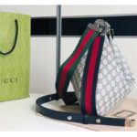 Gucci Women GG Attache Large Shoulder Bag Beige Blue GG Supreme Canvas - Imagen 7