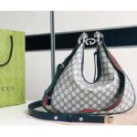 Gucci Women GG Attache Large Shoulder Bag Beige Blue GG Supreme Canvas - Imagen 3