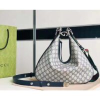 Gucci Women GG Attache Large Shoulder Bag Beige Blue GG Supreme Canvas (1)