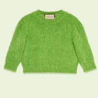 Gucci Women GG Brushed Wool Knit Sweater Bright Green Long Sleeves Crewneck (5)