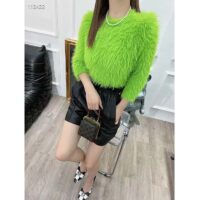 Gucci Women GG Brushed Wool Knit Sweater Bright Green Long Sleeves Crewneck (5)