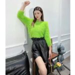 Gucci Women GG Brushed Wool Knit Sweater Bright Green Long Sleeves Crewneck - Bild 7