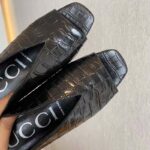 Gucci Women GG Crocodile Print Pump Square Toe Leather Sole Mid 7.6 Cm Heel - Image 5