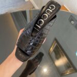 Gucci Women GG Crocodile Print Pump Square Toe Leather Sole Mid 7.6 Cm Heel - Image 7