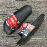 Gucci Women GG Ken Scott Print Slide Sandal Interlocking G Patch Flat (9)