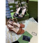 Gucci Women GG Leather Mid-Heel Sandal Black Double G 8 Cm Heel - Image 6