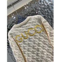 Gucci Women GG Lovelight Cotton Cardigan Embroidery White Floral Embroidery Crewneck (1)