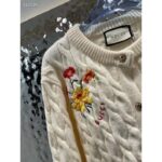 Gucci Women GG Lovelight Cotton Cardigan Embroidery White Floral Embroidery Crewneck - Image 5
