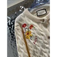 Gucci Women GG Lovelight Cotton Cardigan Embroidery White Floral Embroidery Crewneck (1)