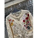 Gucci Women GG Lovelight Cotton Cardigan Embroidery White Floral Embroidery Crewneck - Image 3