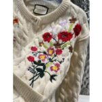 Gucci Women GG Lovelight Cotton Cardigan Embroidery White Floral Embroidery Crewneck - Image 4
