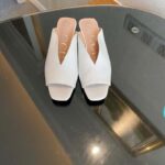 Gucci Women GG Low Heel Sandal White Leather Square Toe Leather Sole 3 Cm Heel – Bild 3