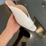 Gucci Women GG Low Heel Sandal White Leather Square Toe Leather Sole 3 Cm Heel – Bild 5