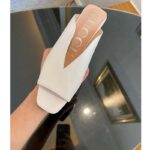 Gucci Women GG Low Heel Sandal White Leather Square Toe Leather Sole 3 Cm Heel – Bild 6