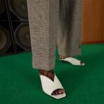 Gucci Women GG Low Heel Sandal White Leather Square Toe Leather Sole 3 Cm Heel – Bild 9