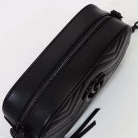 Gucci Women GG Marmont Mini Shoulder Bag Black Matelassé Chevron Leather Double G (3)
