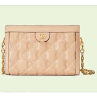 Gucci Women GG Matelassé Leather Small Bag Beige Double G