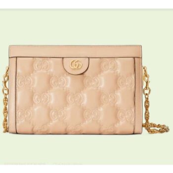 Gucci Women GG Matelassé Leather Small Bag Beige Double G