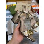 Gucci Women GG Metallic Laminate Leather Mid-Heel Sandal Double G 8 Cm Heel - Image 3