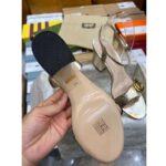 Gucci Women GG Metallic Laminate Leather Mid-Heel Sandal Double G 8 Cm Heel - Image 6