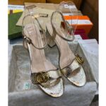 Gucci Women GG Metallic Laminate Leather Mid-Heel Sandal Double G 8 Cm Heel - Image 2