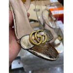 Gucci Women GG Metallic Laminate Leather Mid-Heel Sandal Double G 8 Cm Heel - Image 7