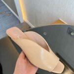 Gucci Women GG Mid-Heel Open-Toe Pump Light Pink Leather Sole 7.6 Cm Heel - Image 5