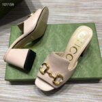 Gucci Women GG Slide Sandal Horsebit Pink Leather Mid 7.6 Cm Heel - Image 4