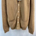 Gucci Women GG Wool Cardigan Beige V-Neck Collar Two Front Pockets – Image 6