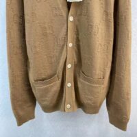 Gucci Women GG Wool Cardigan Beige V-Neck Collar Two Front Pockets (1)