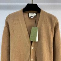 Gucci Women GG Wool Cardigan Beige V-Neck Collar Two Front Pockets (1)
