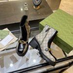 Gucci Women Interlocking G Horsebit Boot Beige Ebony GG Supreme Canvas Mid-Heel - Image 4