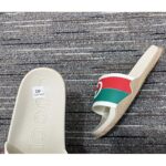 Gucci Women Interlocking G Slide Sandal Striped Rubber White Footbed Rubber Sole Flat - Bild 8