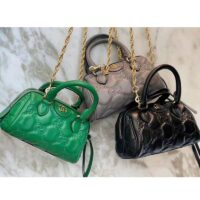 Gucci Women Marmont Leather Mini Bag Bright Green GG Matelassé Leather (3)