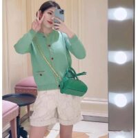 Gucci Women Marmont Leather Mini Bag Bright Green GG Matelassé Leather (3)