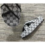 Gucci Women Platform Slide Sandal Beige Blue Original GG Canvas Rubber Sole Low Heel - Image 9